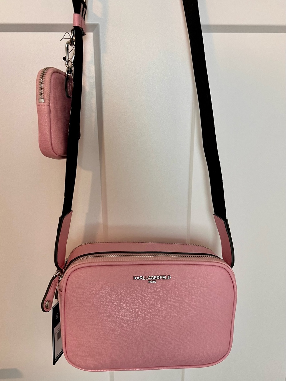 Karl Lagerfeld Blush Pink Maybelle Camera Crossbody with Removable Mini Pouch